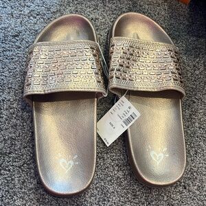 Justice slide on sandals. Size 6